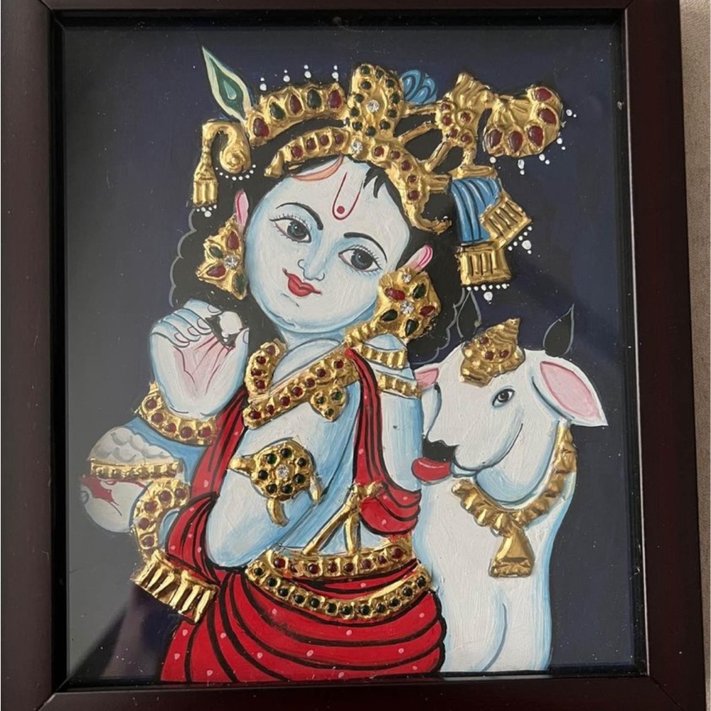 Krishna tanjore painting.